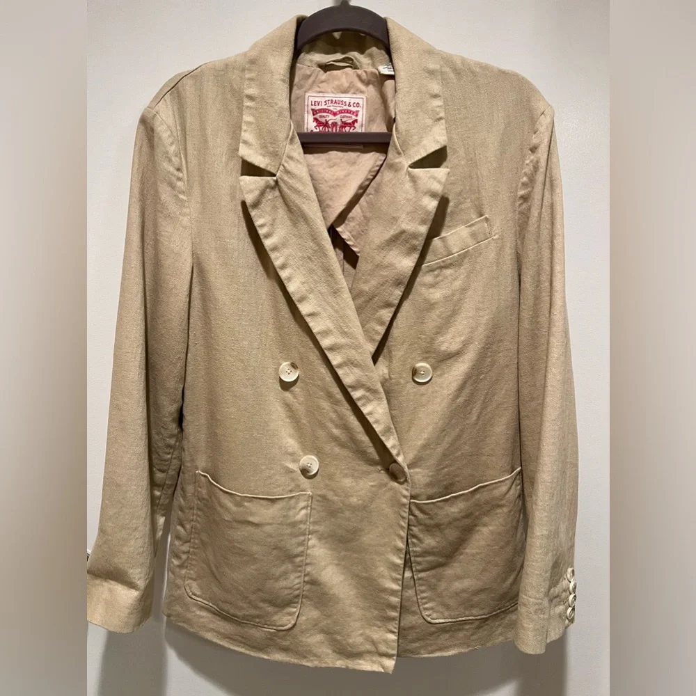 LEVI'S Alexa Classic Oversized Linen Blend Blazer With Double-Breasted Beige